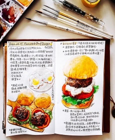 自家製のハンバーグを描いてみました。