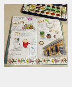 旅先の思い出を描いています