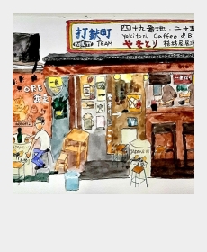使用TN027水彩本畫我喜歡的街屋